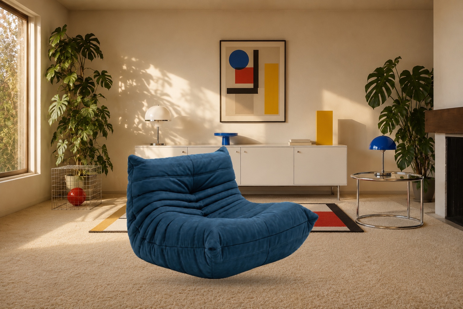 Petrol-blue Bruma chair in a Bauhaus studio